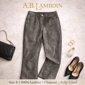 A.B. Lambdin Charcoal Leather Pants - 8